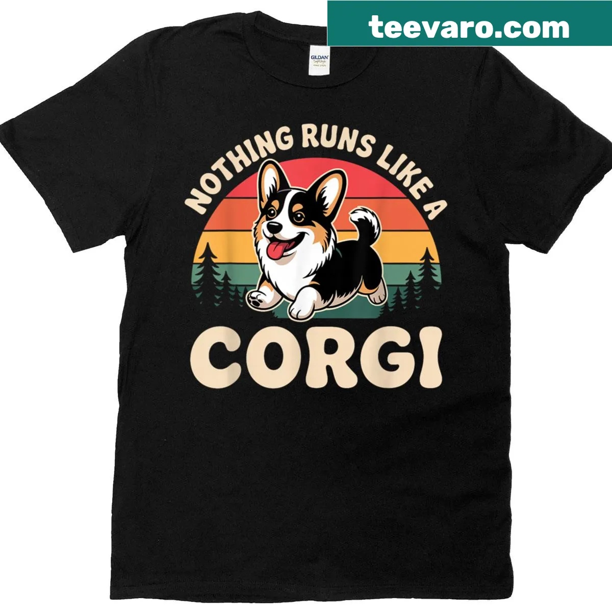 Funny T-shirt featuring a whimsical corgi design for dog lovers — on a men's t-shirt
