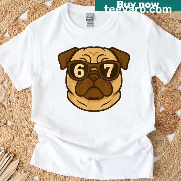 Humorous t-shirt with a pug wearing sunglasses and meme reference