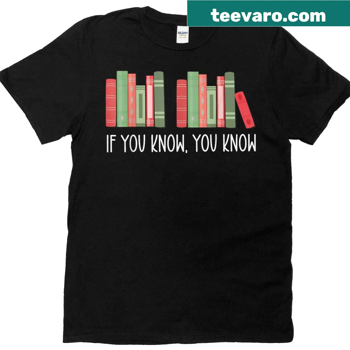 Children's Christmas t-shirt featuring playful book-themed design — on a men's t-shirt