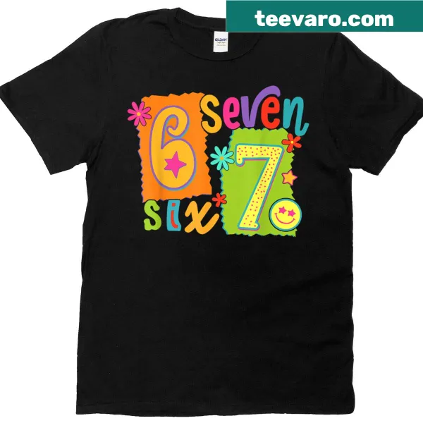Funny t-shirt featuring the '6 7' meme for kids