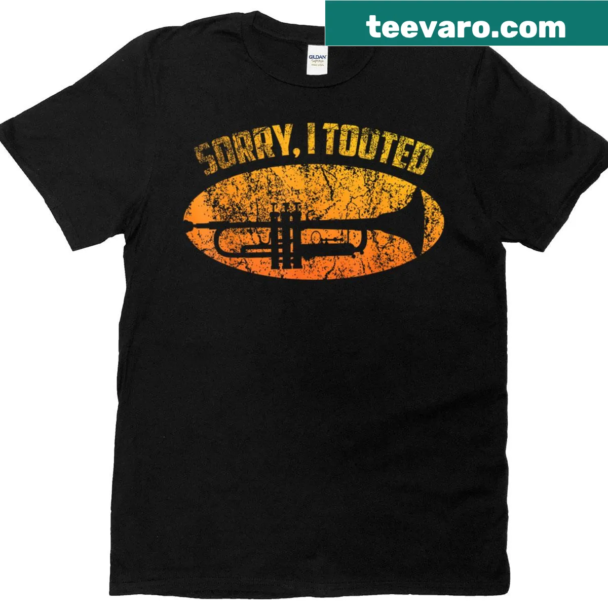 Funny trumpet design t-shirt for musicians — on a men's t-shirt