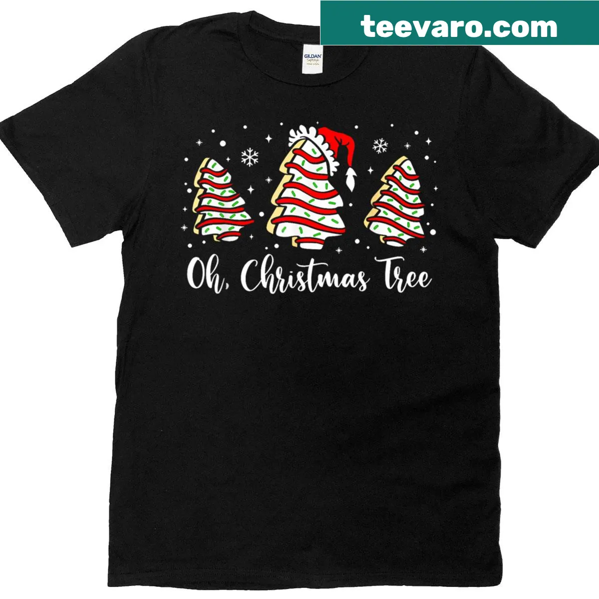 Fun Christmas cake-themed T-shirt with playful graphic design — on a men's t-shirt
