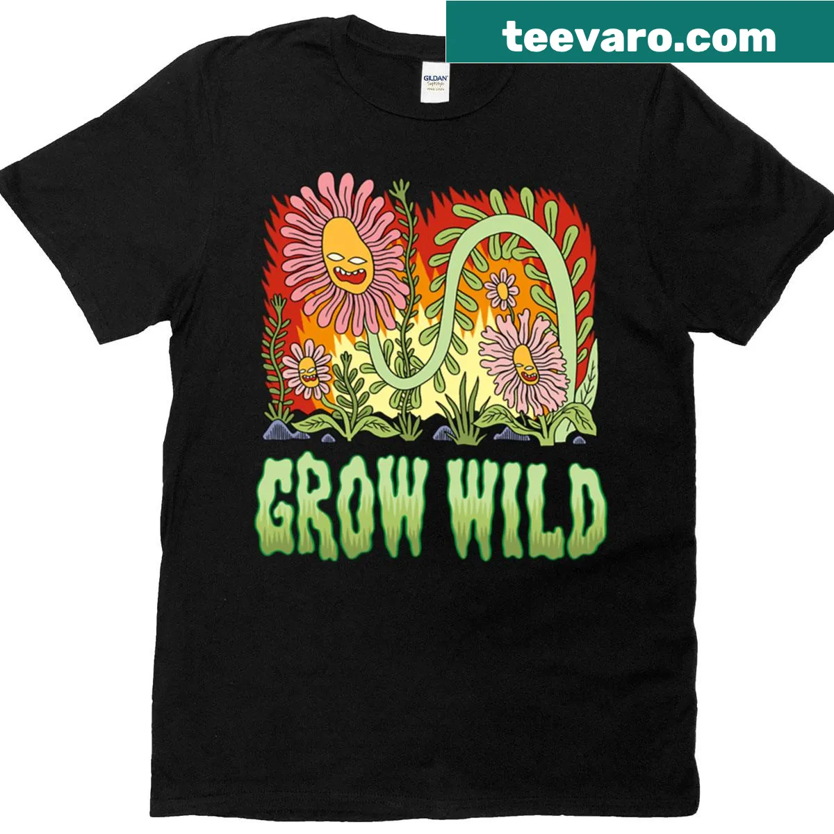 Inspirational t-shirt with the phrase Grow Wild — on a men's t-shirt