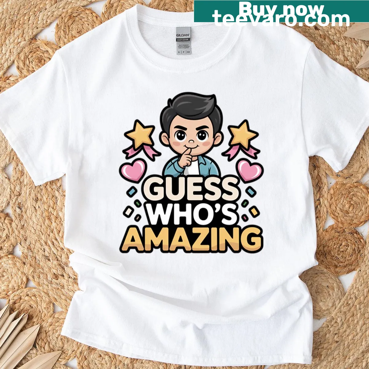 Uplifting t-shirt with a cheerful message celebrating amazing people. — on a men's t-shirt