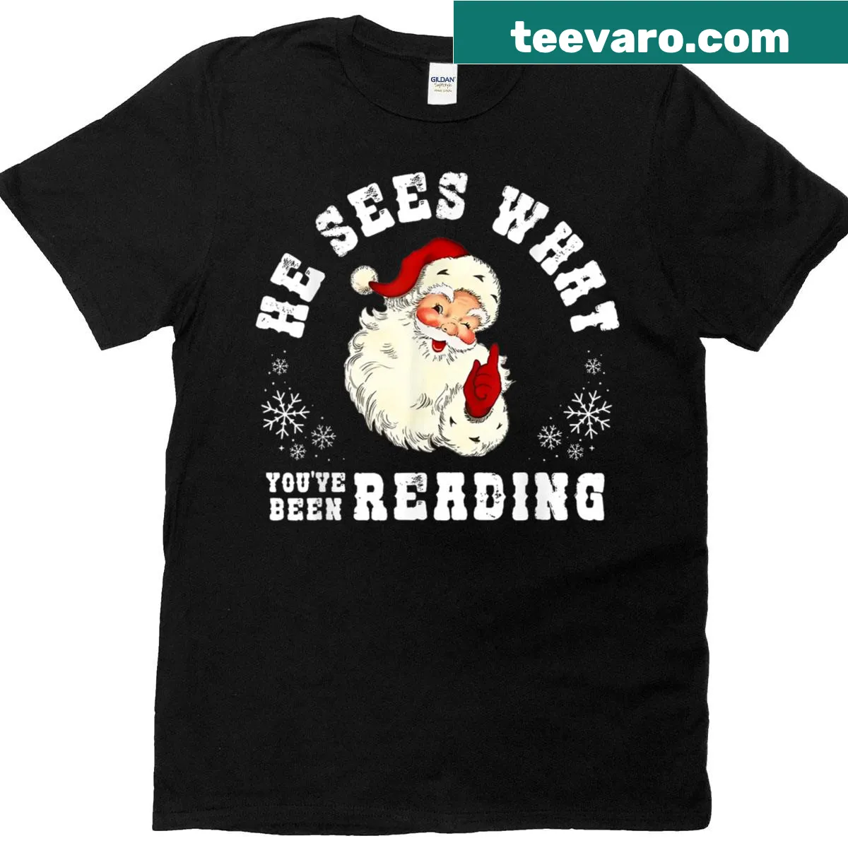 Funny Christmas t-shirt with bookish theme and humorous text — on a men's t-shirt