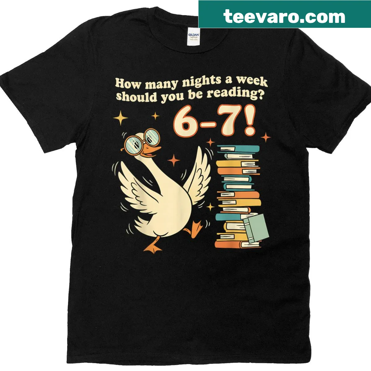 Teacher Goose shirt with humorous reading quote and graphic — on a men's t-shirt