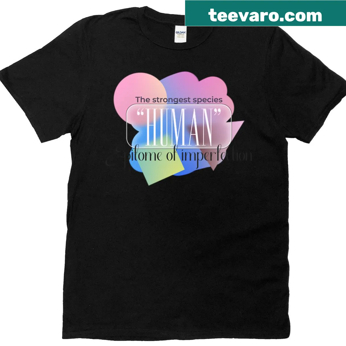 Minimalist t-shirt with Human Epitome Of Imperfection quote — on a men's t-shirt