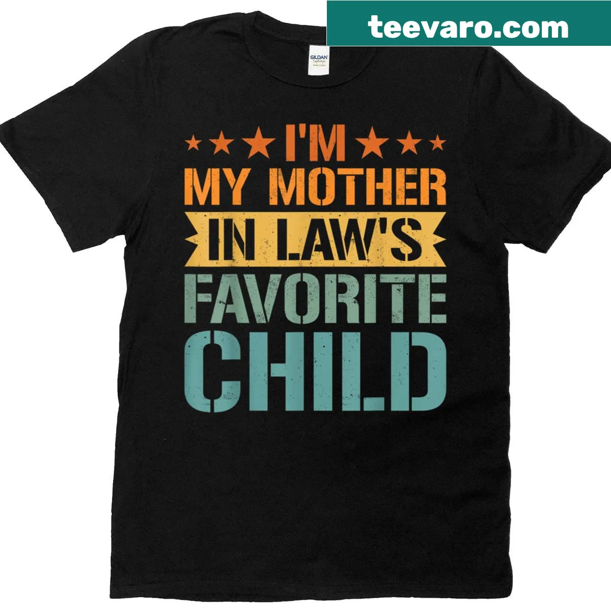 Funny T-shirt claiming to be the mother-in-law's favorite child — on a men's t-shirt