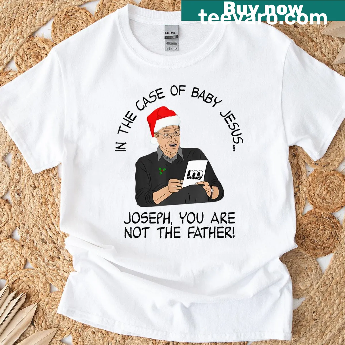 Funny holiday t-shirt with playful text about Baby Jesus — on a men's t-shirt