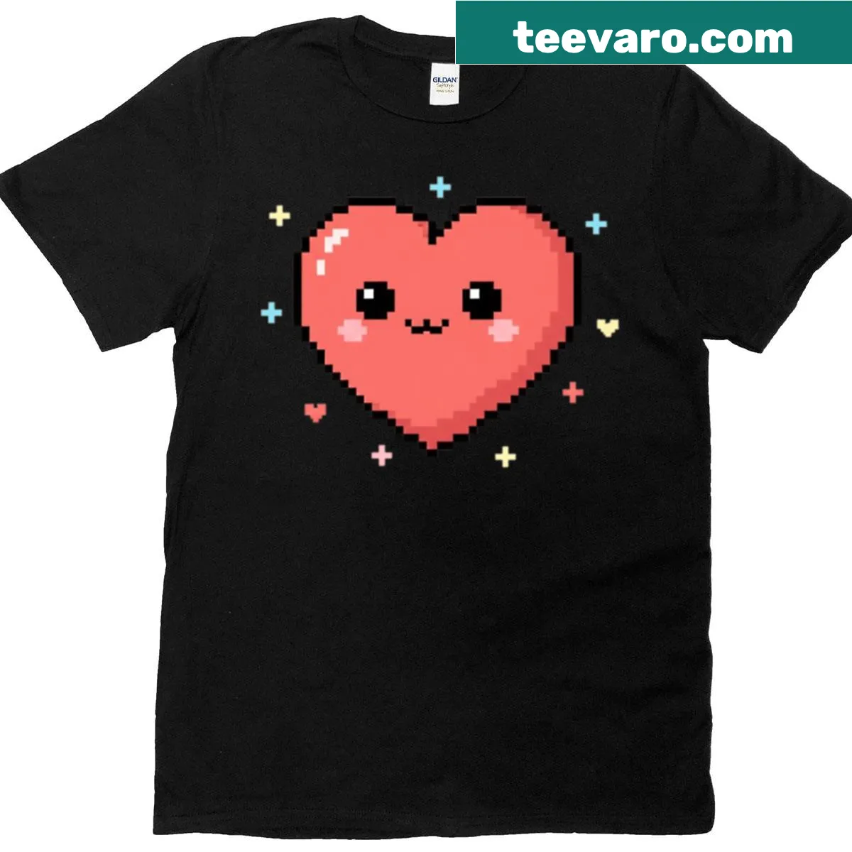 Kawaii style T-shirt featuring a cute heart design — on a men's t-shirt