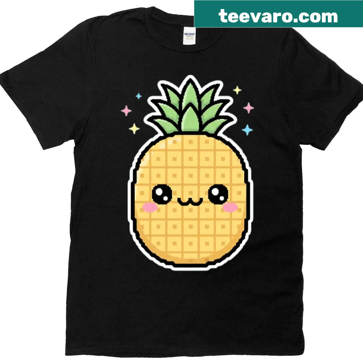 Cute pineapple graphic on a T-shirt with kawaii design — on a men's t-shirt