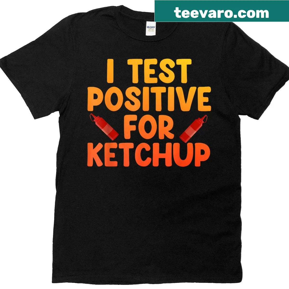 Cartoon T-shirt featuring playful ketchup art for ketchup lovers — on a men's t-shirt
