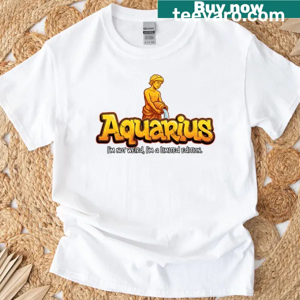 Aquarius zodiac symbol graphic on shirt