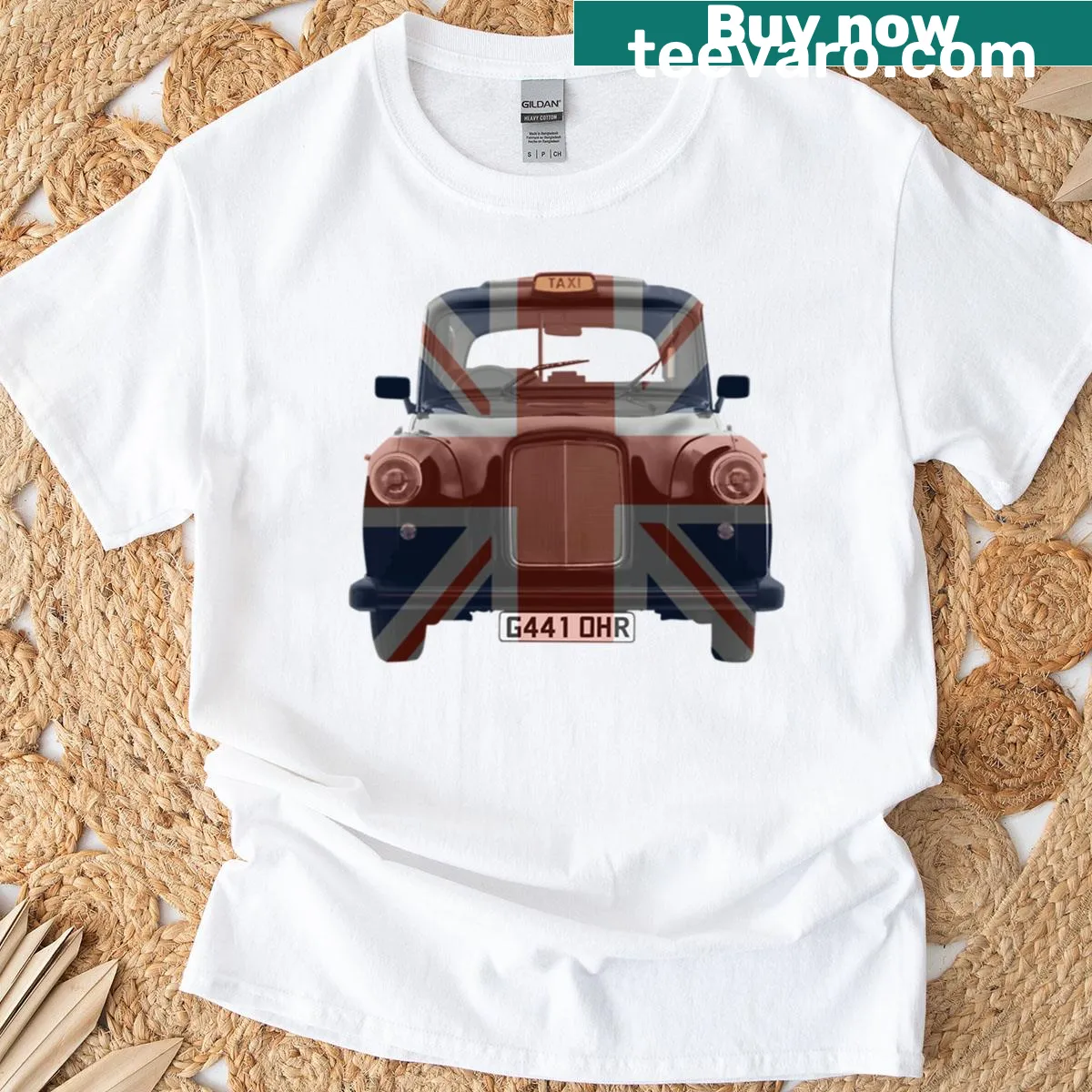 Illustration of a London black cab for travel enthusiasts — on a men's t-shirt