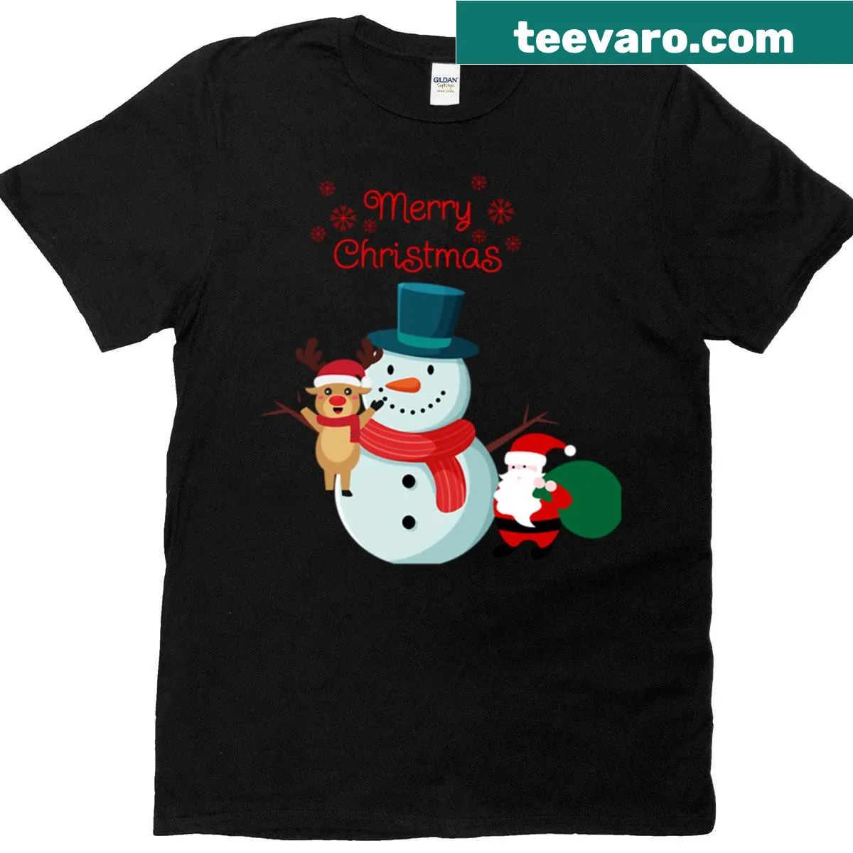 Cute cartoon design of Christmas characters on a T-shirt — on a men's t-shirt
