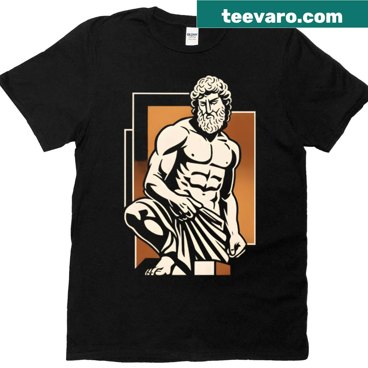 Duotone gradient design of Michelangelo's David statue — on a men's t-shirt