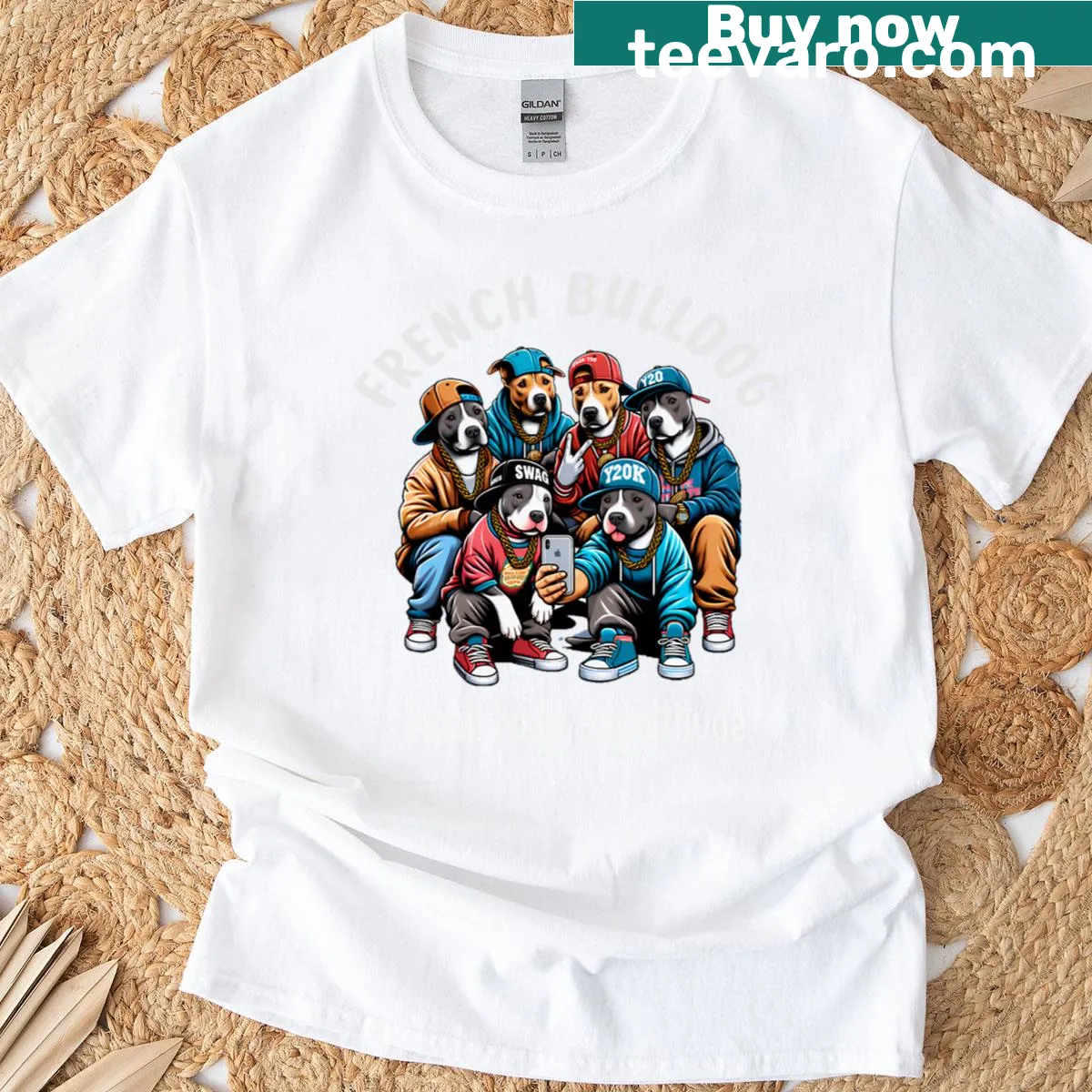 T-shirt featuring a cute design of a French Bulldog — on a men's t-shirt