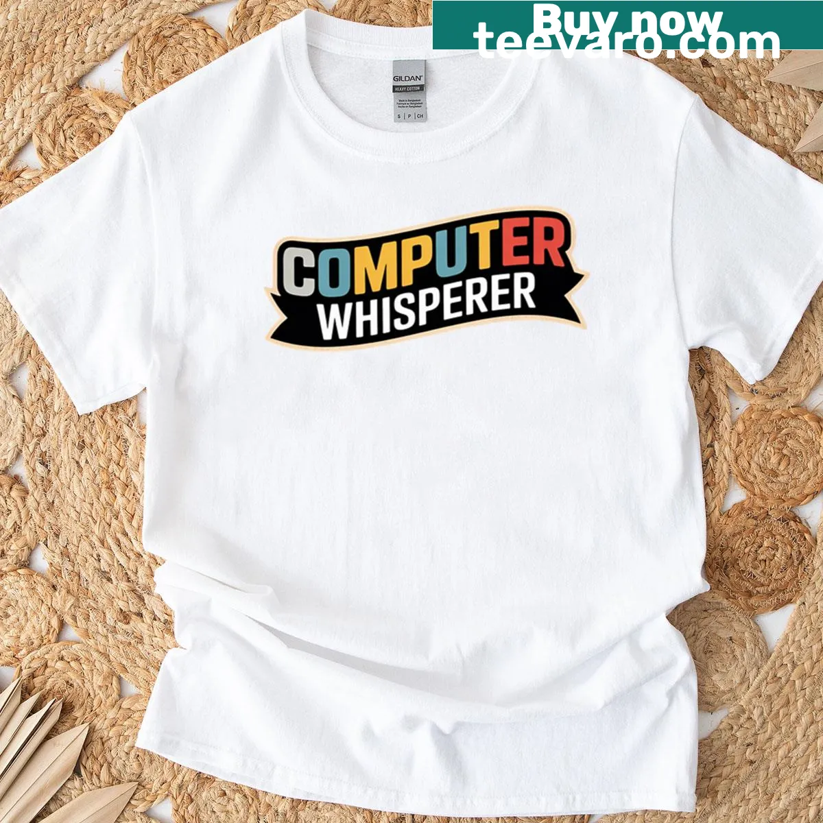 Funny computer geek-themed T-shirt with playful text design — on a men's t-shirt