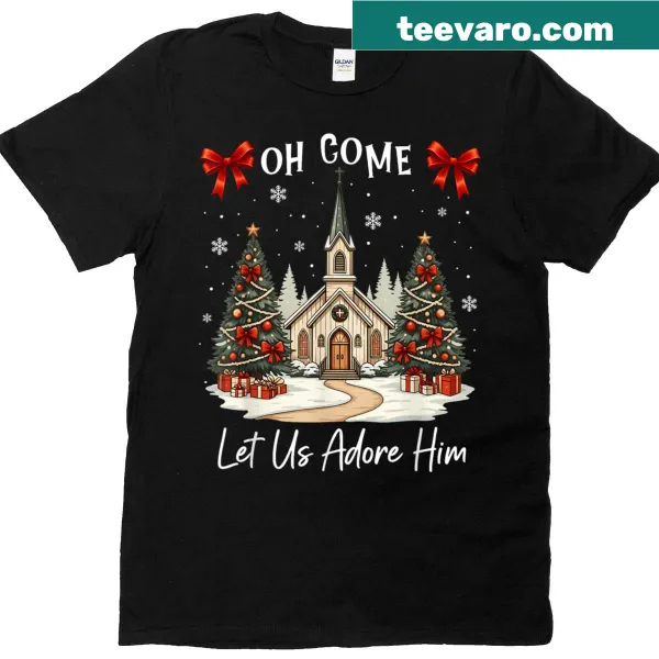 Christmas T-shirt with tree and inspirational text about Jesus