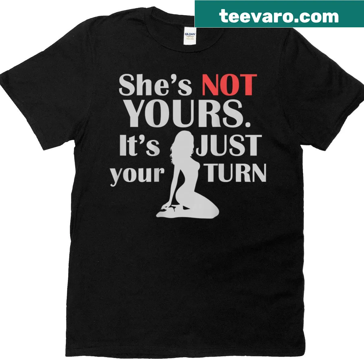 Edgy humor t-shirt with clever relationship saying on back — on a men's t-shirt