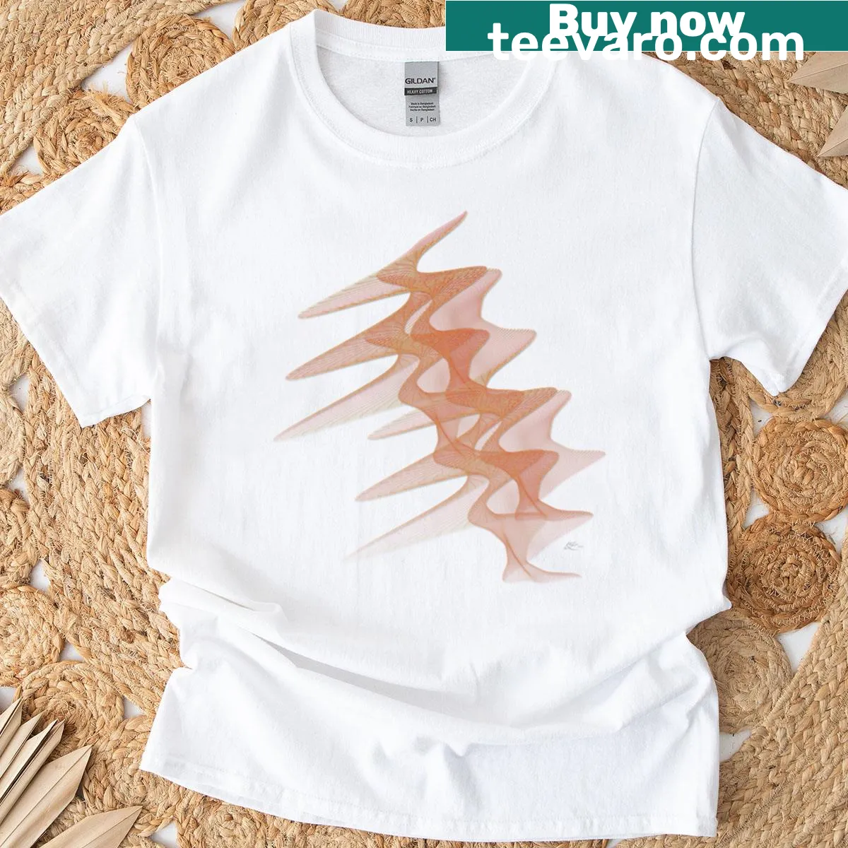 Minimalist t-shirt featuring polynomial surface waves design — on a men's t-shirt