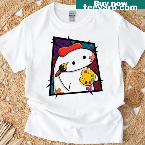 T-shirt featuring a painter with palette and brush illustration