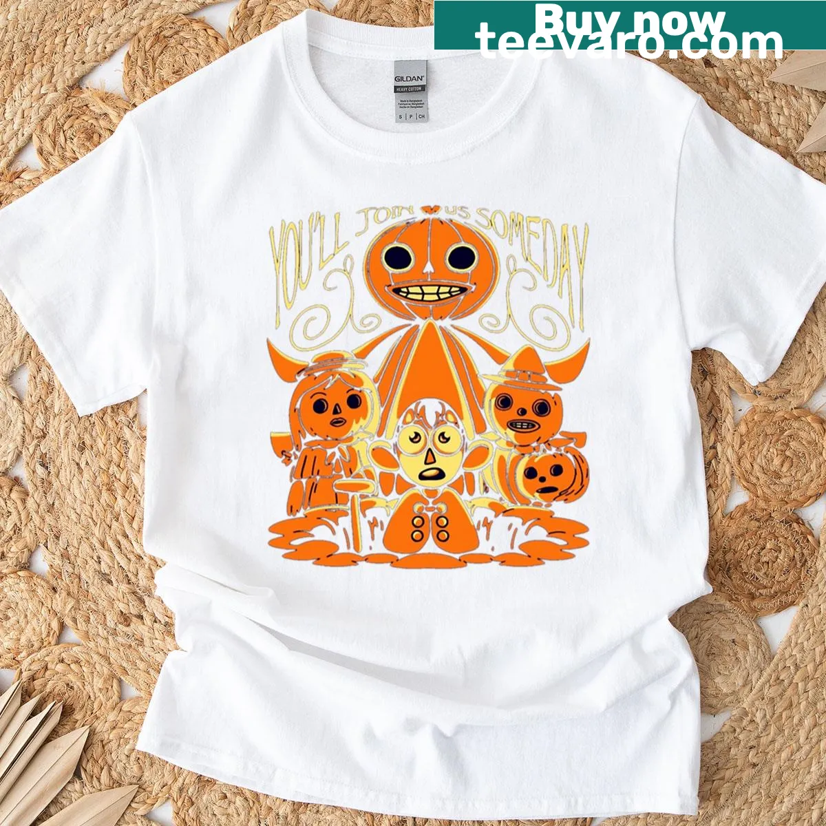 Whimsical vegetable graphic on harvest festival t-shirt — on a men's t-shirt