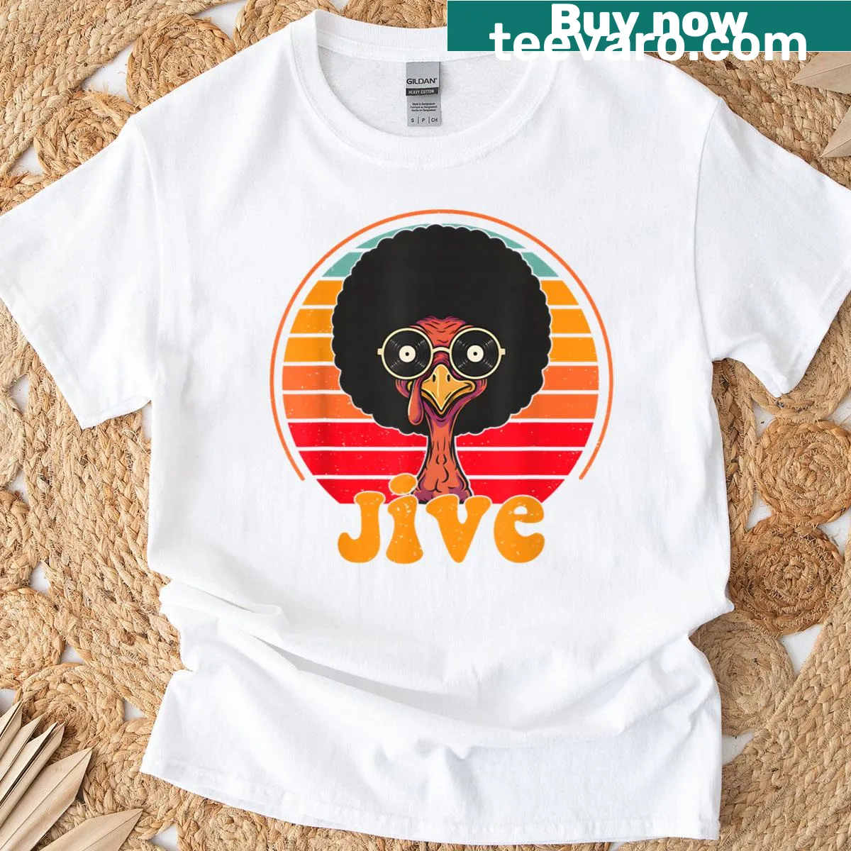 Retro Thanksgiving T-shirt with playful turkey graphic — on a men's t-shirt