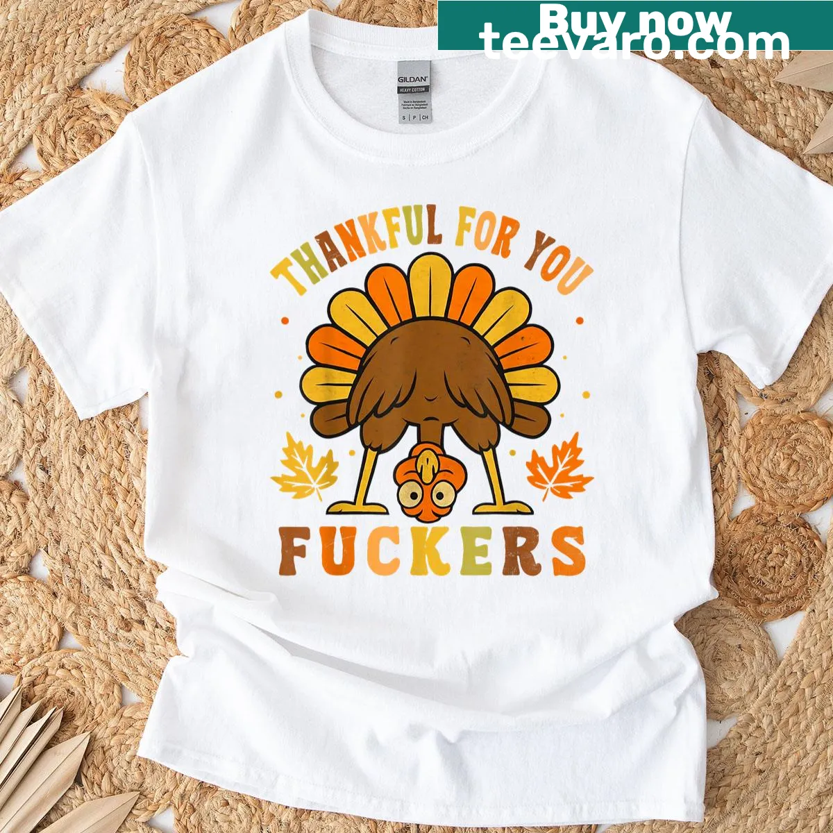 Vintage-style Thanksgiving t-shirt with humorous text — on a men's t-shirt
