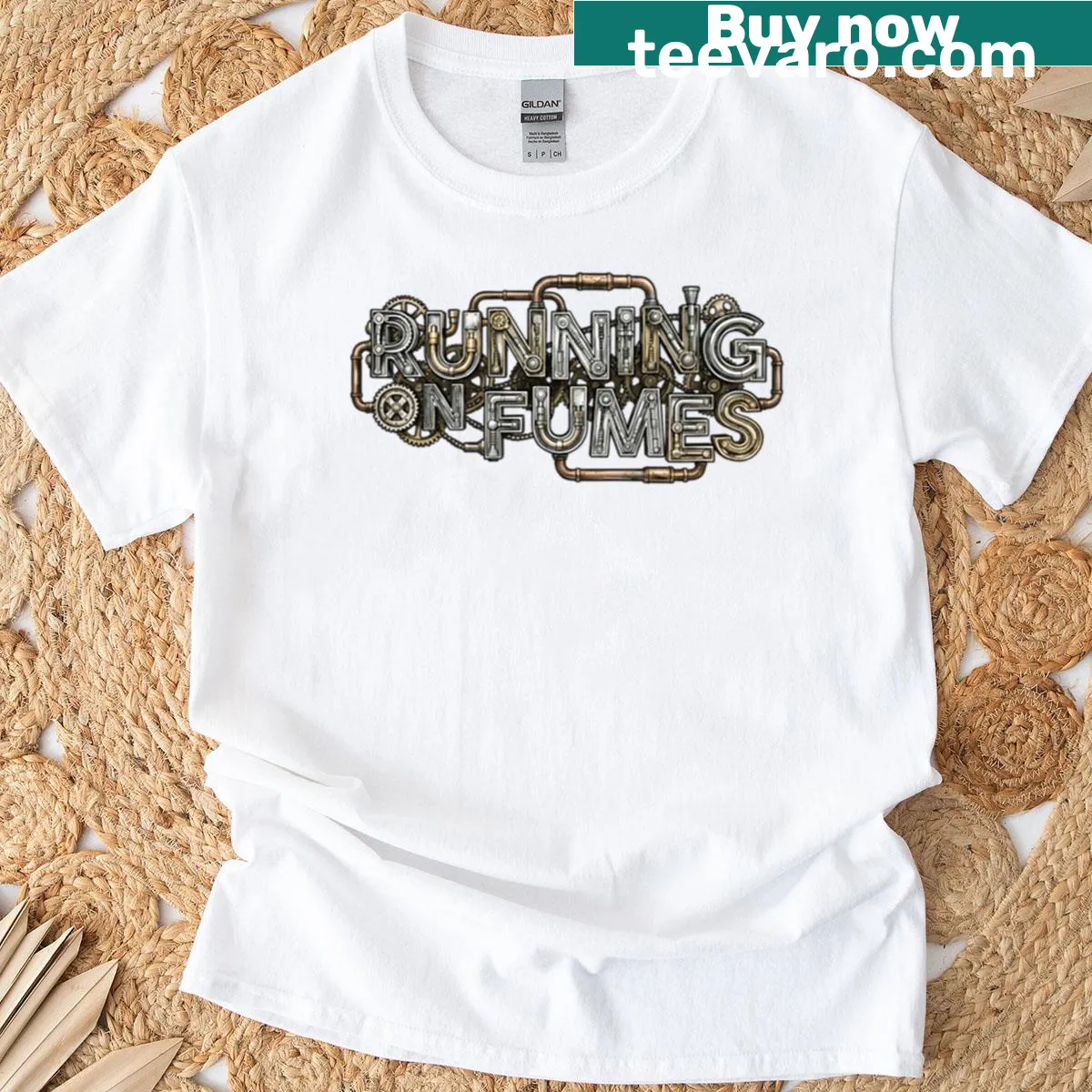 Motivational Running On Fumes T-shirt with engaging typography — on a men's t-shirt