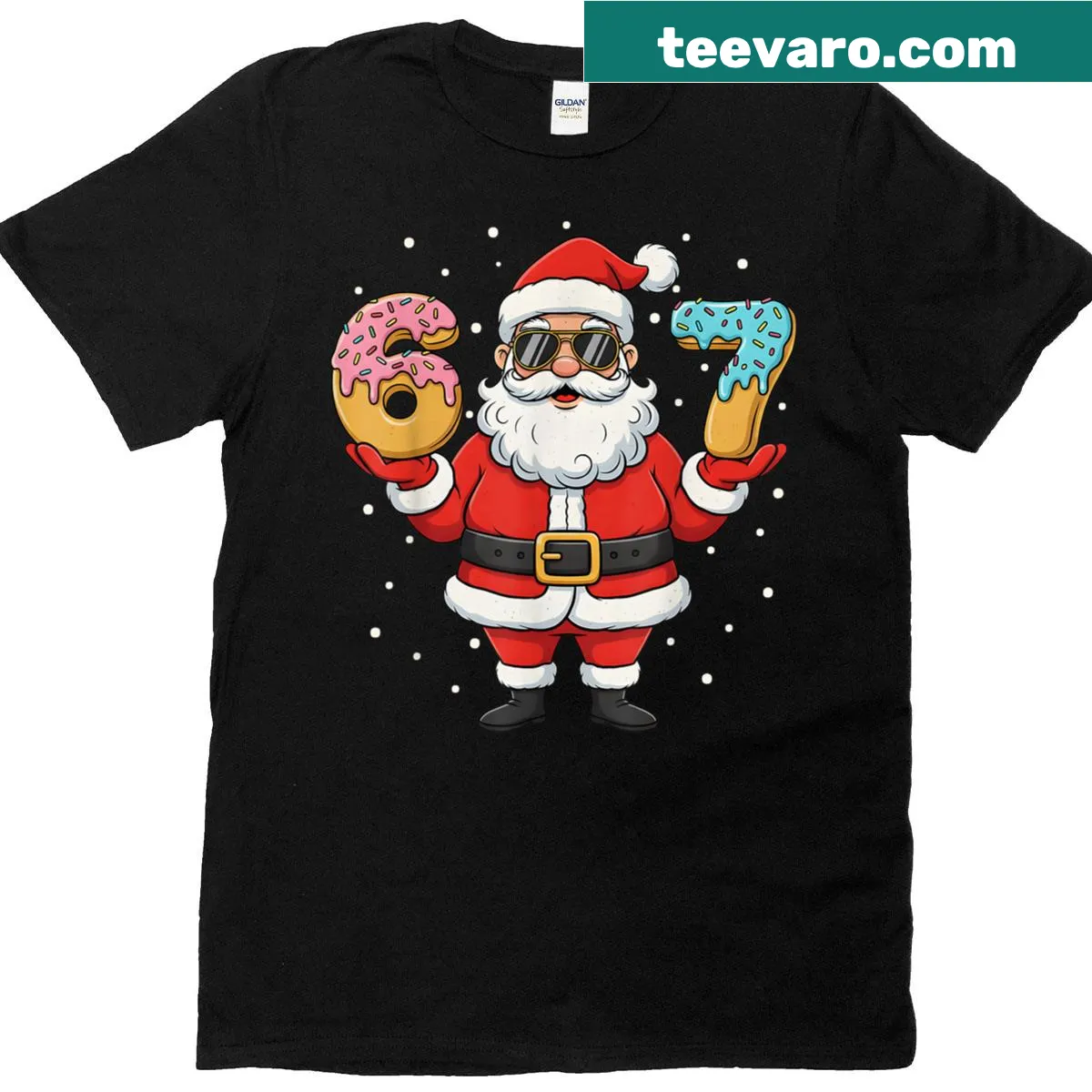 Funny T-shirt featuring Santa and ice cream with the phrase 'Santa 67 Ice Cream' — on a men's t-shirt