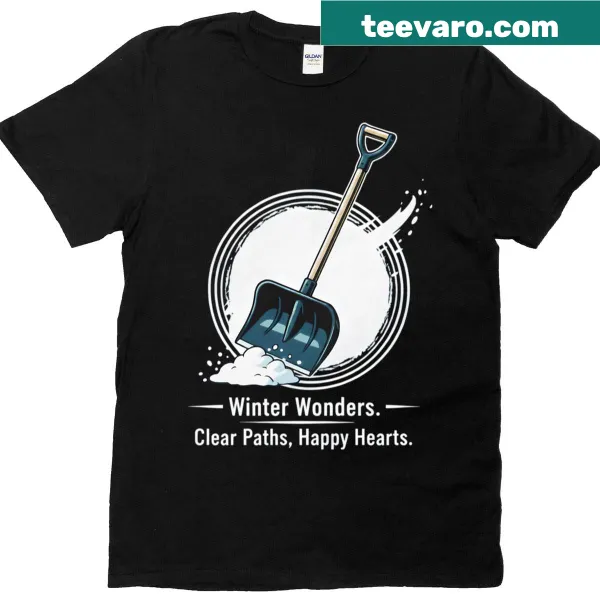 T-shirt with snow removal shovel graphic