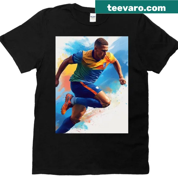 Dynamic action sports hero t-shirt featuring energetic sports graphics