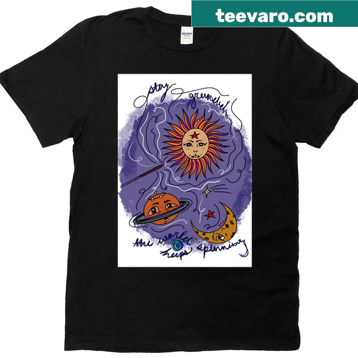 Inspirational Stay Grounded t-shirt with stylized typography — on a men's t-shirt
