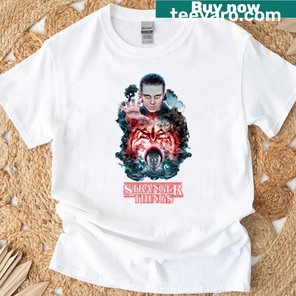 Illustration of Eleven from Stranger Things in a black design