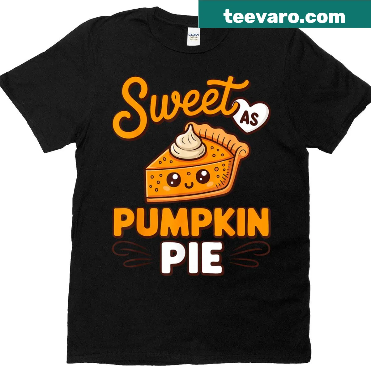 Cute Thanksgiving t-shirt with Sweet As Pumpkin Pie phrase — on a men's t-shirt
