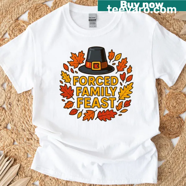 Funny Thanksgiving t-shirt with bold typography about family gatherings
