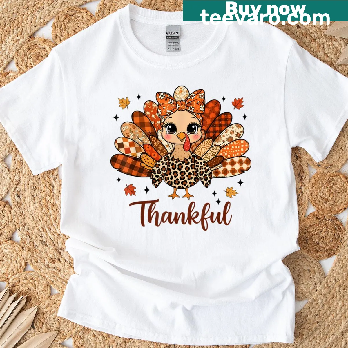 Thanksgiving turkey patchwork design T-shirt for women — on a men's t-shirt