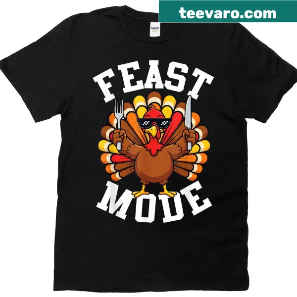 Funny Thanksgiving T-shirt with a turkey feast design.