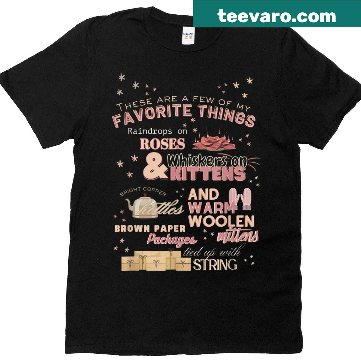 Nostalgic Christmas t-shirt featuring text about favorite things — on a men's t-shirt