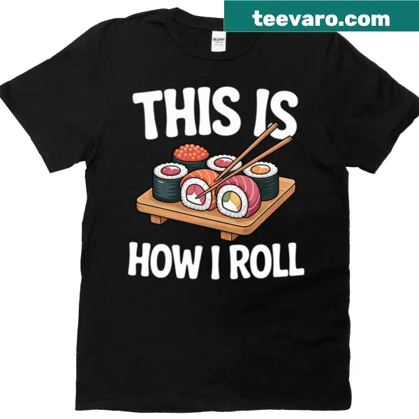 Sushi-themed t-shirt with playful typography