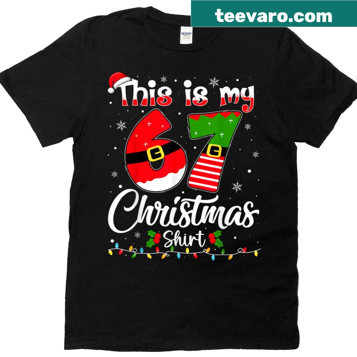 Funny Christmas pajama meme t-shirt with text saying 'This Is My 67 Christmas Pajama' — on a men's t-shirt