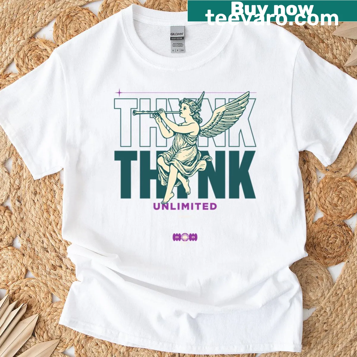 Minimalist T-shirt with the phrase 'Thynk' prominently displayed — on a men's t-shirt