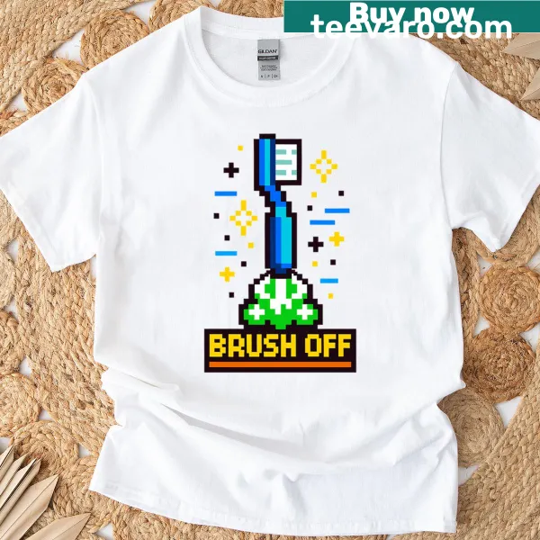 Retro gaming t-shirt featuring Toothbrush Rocket arcade game design