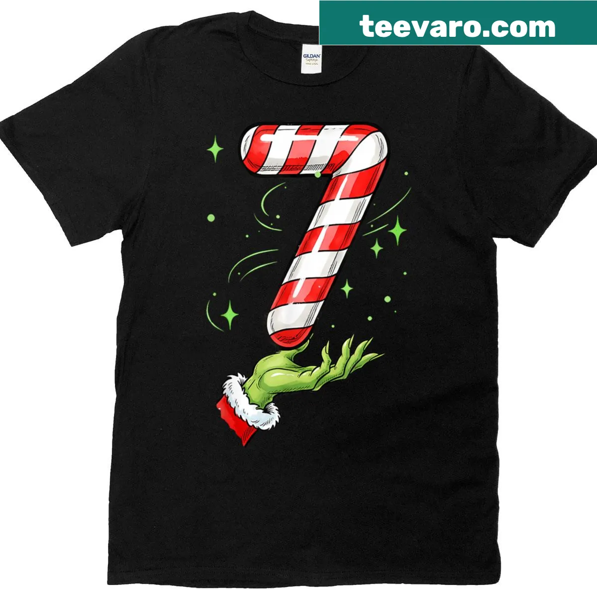 Funny Christmas T-shirt featuring 'Six Seven' meme text — on a men's t-shirt