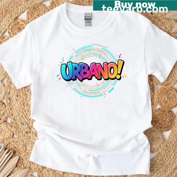 Pop art tech circle design on a modern T-shirt