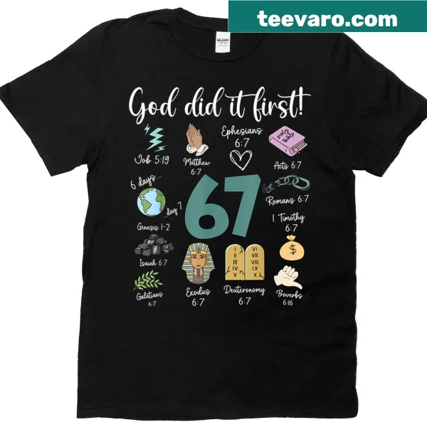 Christian-themed t-shirt with God Did It First design