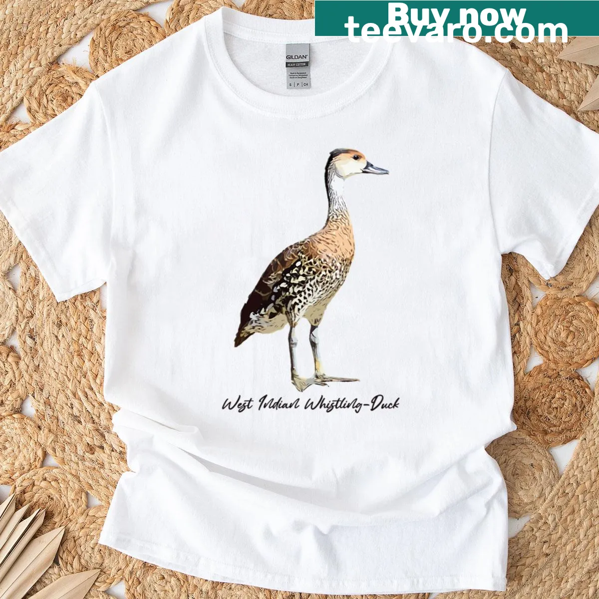 Illustration of a West Indian Whistling-duck on a t-shirt — on a men's t-shirt