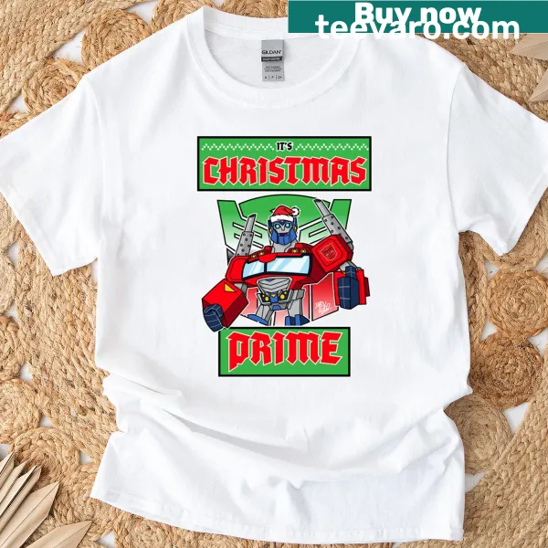 Christmas-themed t-shirt with the clever phrase 'X-mas Prime' in a festive design