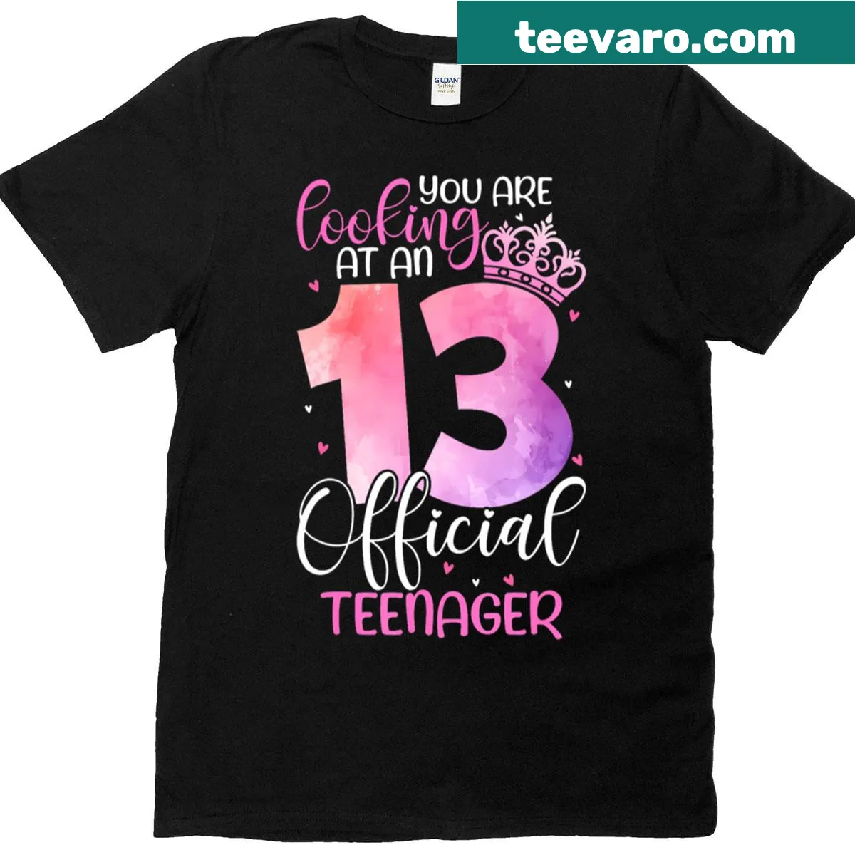 Cute birthday T-shirt for girls celebrating their 13th birthday — on a men's t-shirt